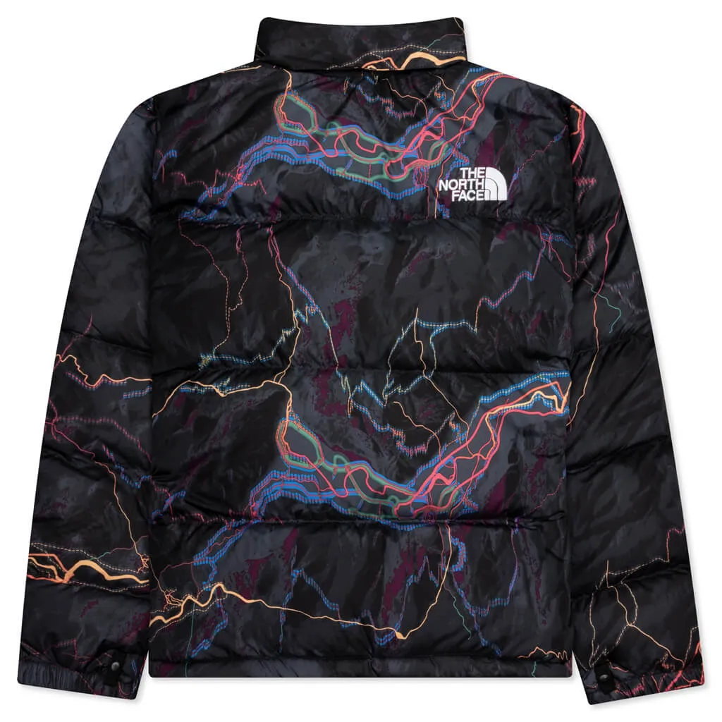 1996 Retro Nuptse Jacket - TNF Black Trail Glow Print