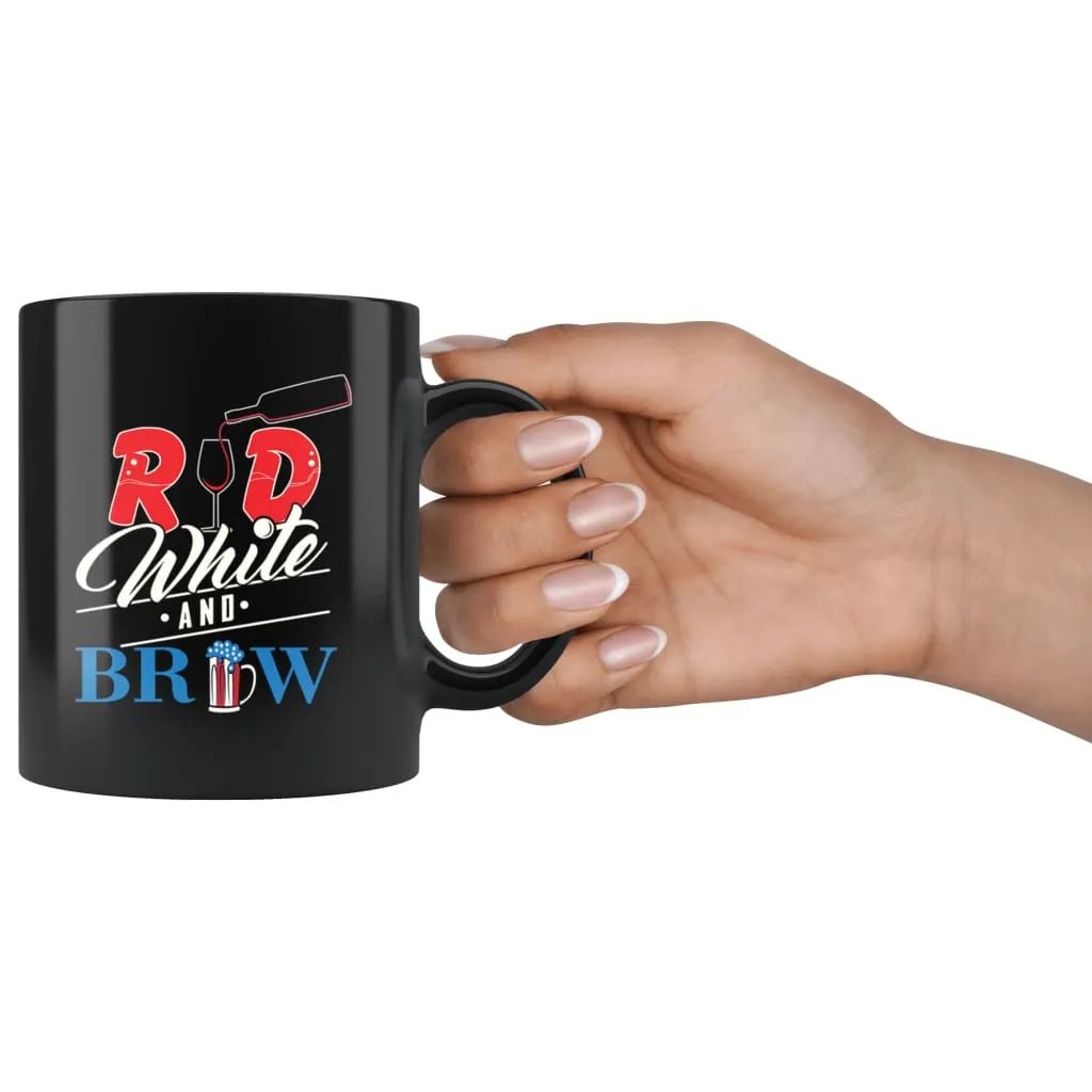 4th July Independance Day Mug Red White And Brew 11oz Black Coffee Mugs