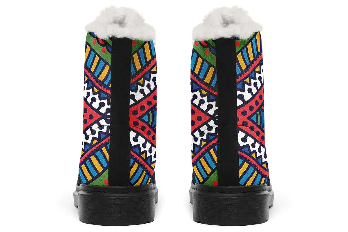 Abstract Tectonic Plates Winter Boots