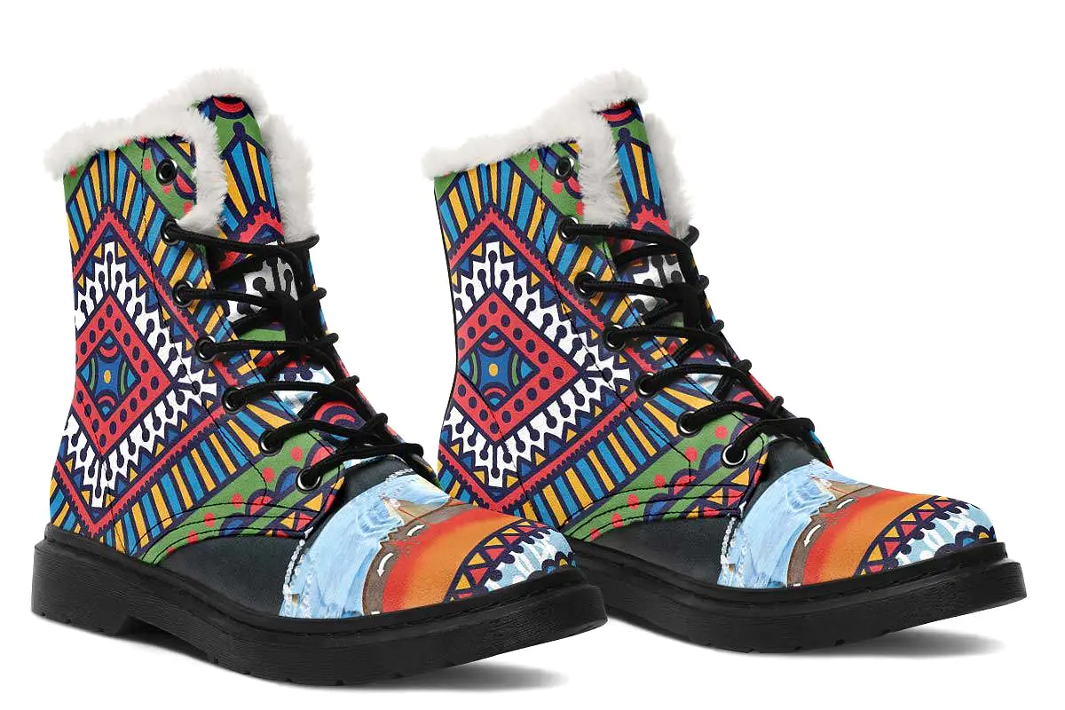 Abstract Tectonic Plates Winter Boots