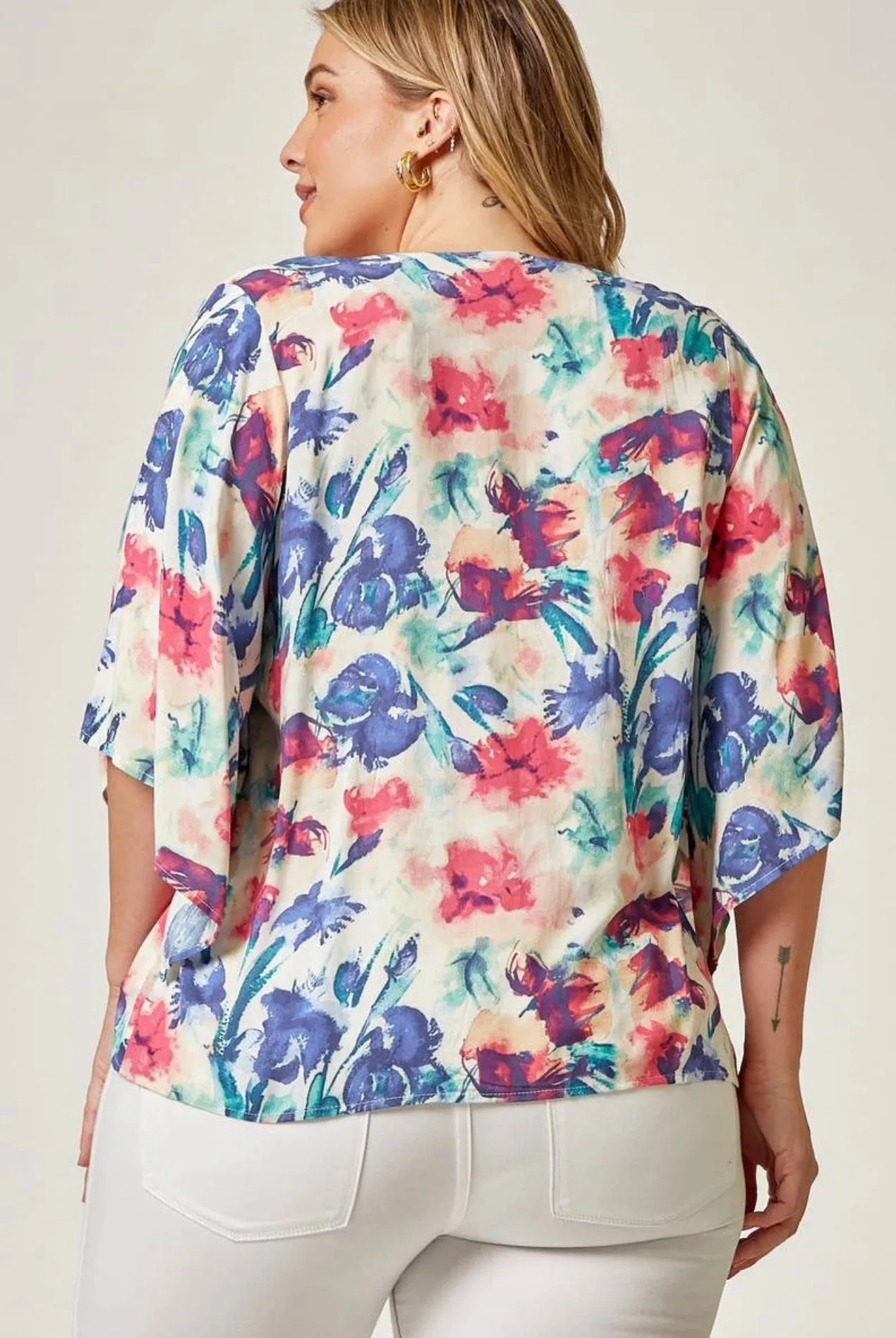 Andree by Unit Vibrant Floral V-Neck Top-PLUS SIZE