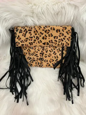 Anna Leopard & Fringe Handbag