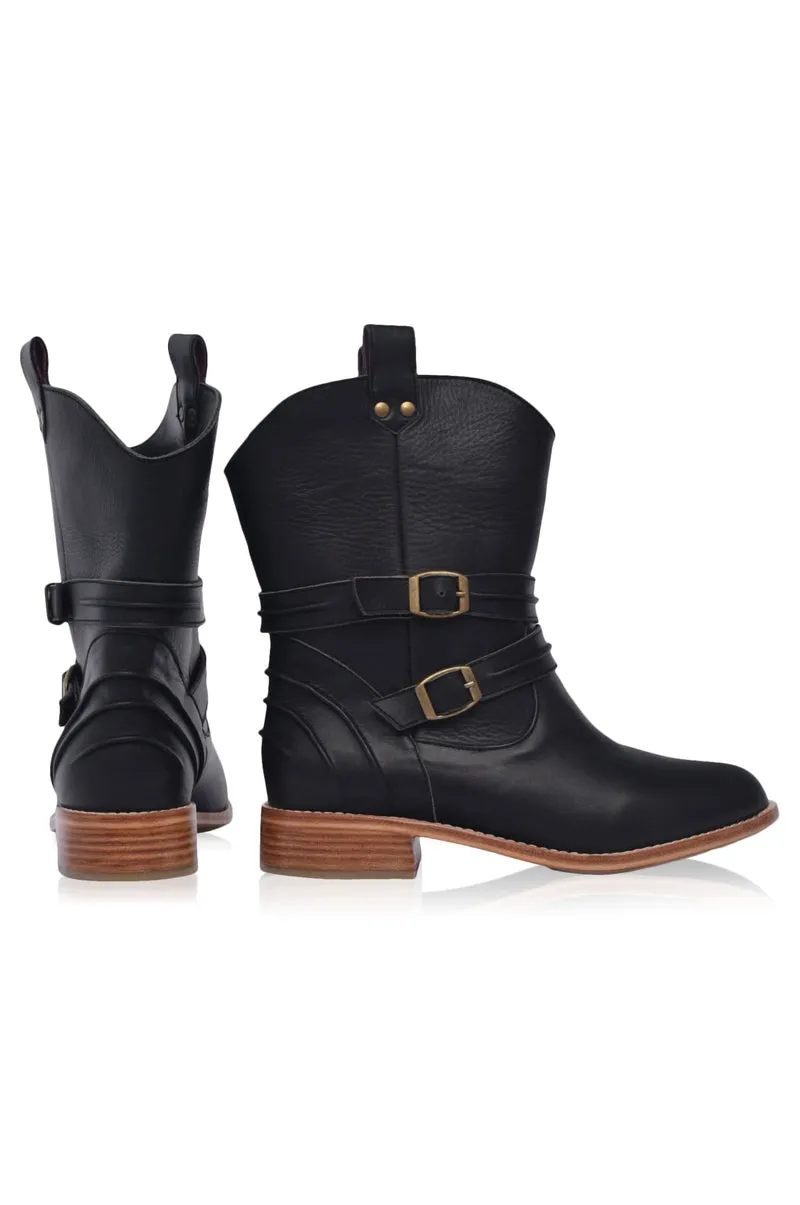 Barcelona Leather Boots in Black