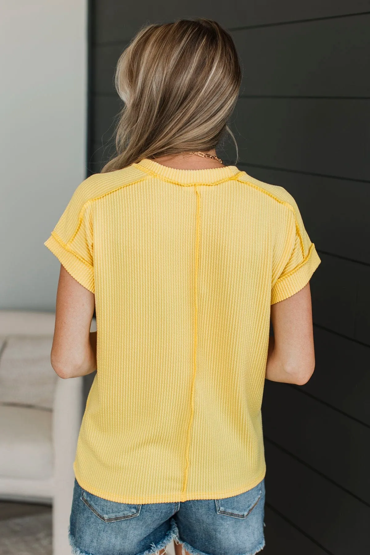 Be Your Number One Ribbed Top- Yellow