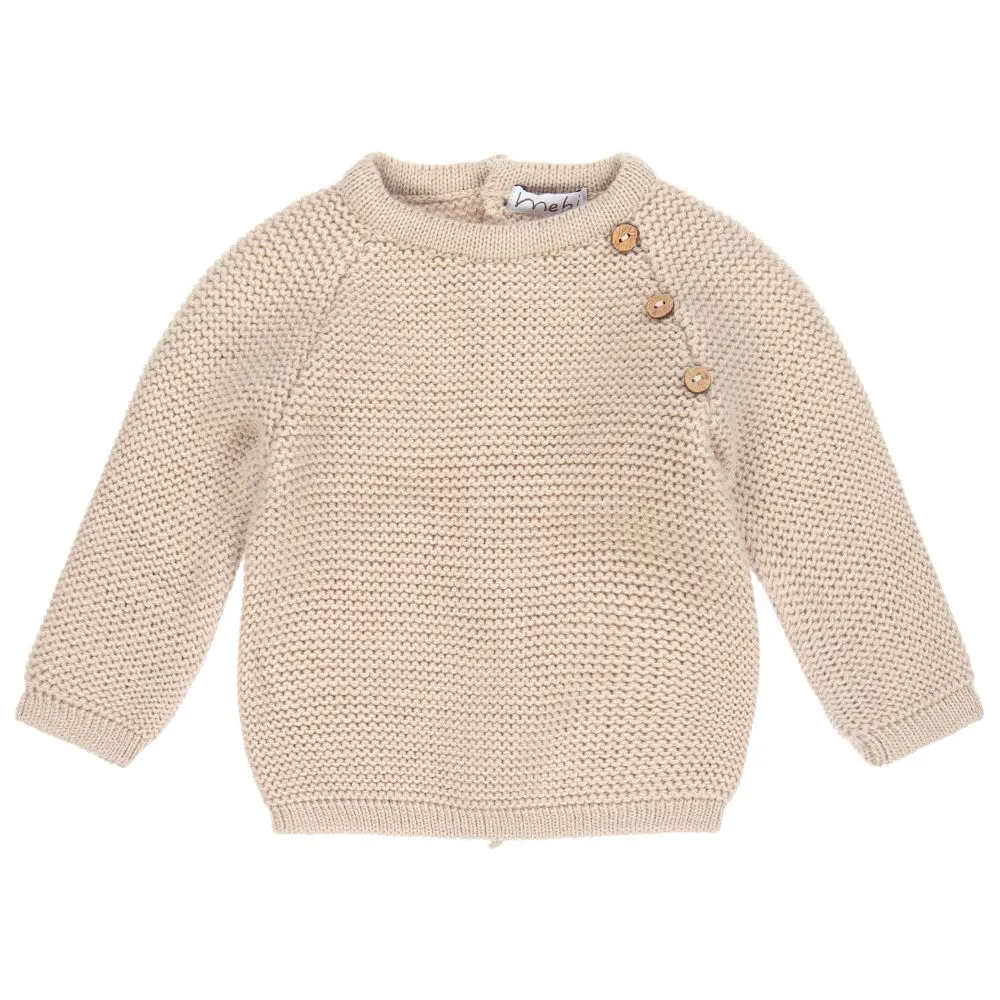 Beige Knitted Baby Sweater