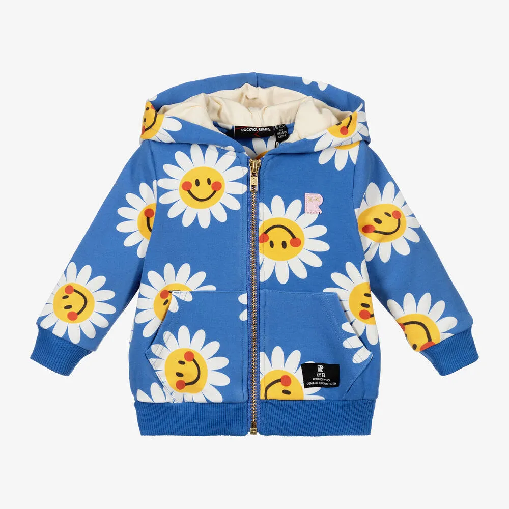 Blue Daisy Zip-Up Baby Top