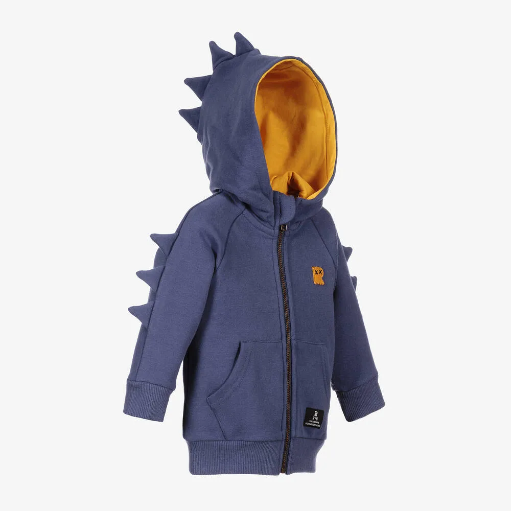 Blue Dinosaur Zip-Up Baby Top