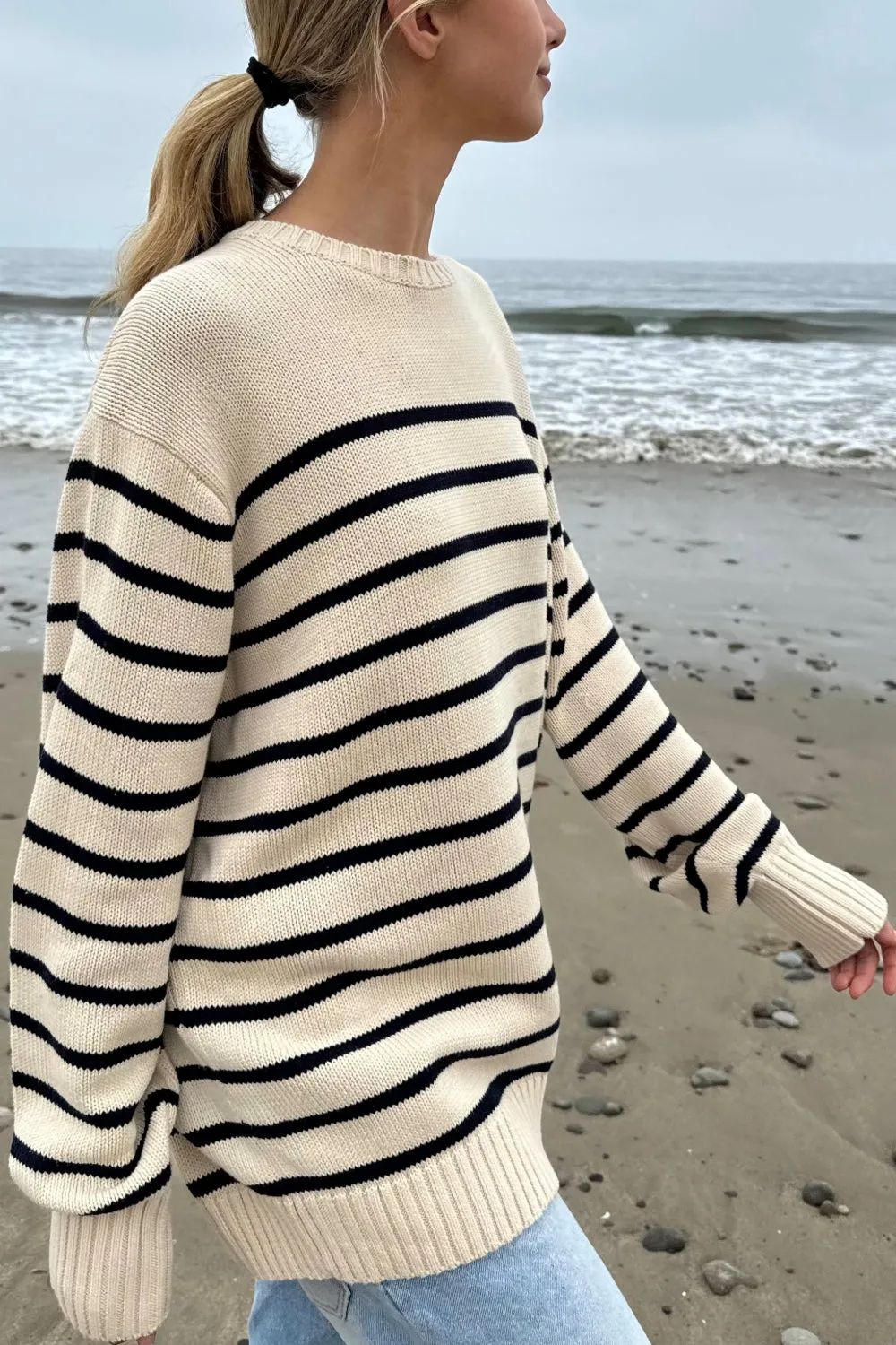 Brianna Cotton Thin Stripe Sweater