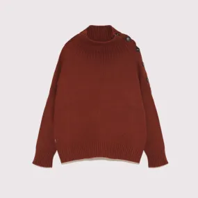 CASHMERE FUNNEL NECK SWEATER BURGUNDY