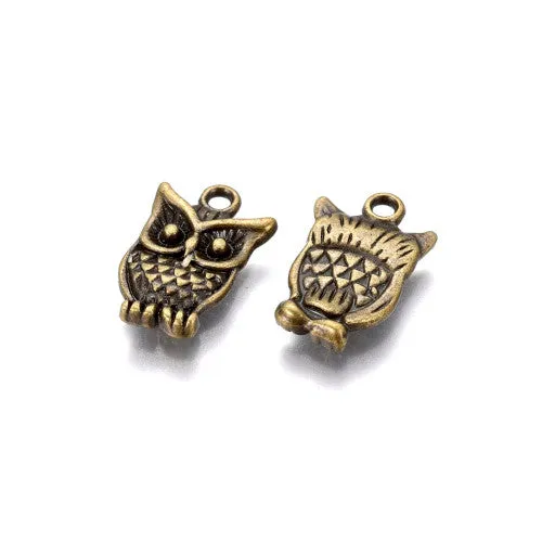 Charms, Tibetan Style, Halloween, Owl, Antique Bronze, Alloy, 16mm