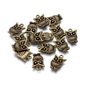 Charms, Tibetan Style, Halloween, Owl, Antique Bronze, Alloy, 16mm