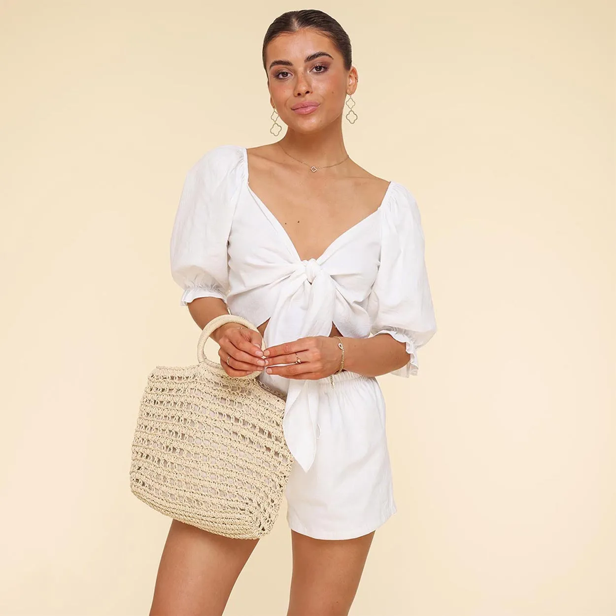 Creme Linnen Off Shoulder - Top