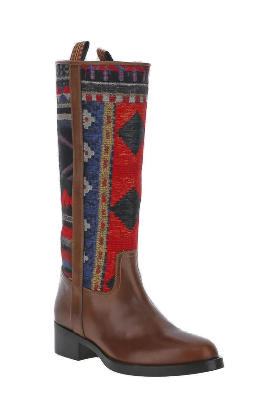 Etro Geometric Pattern Panelled Boots