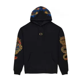 GOLD DRAGON EMBROIDERY HOODIE - BLACK