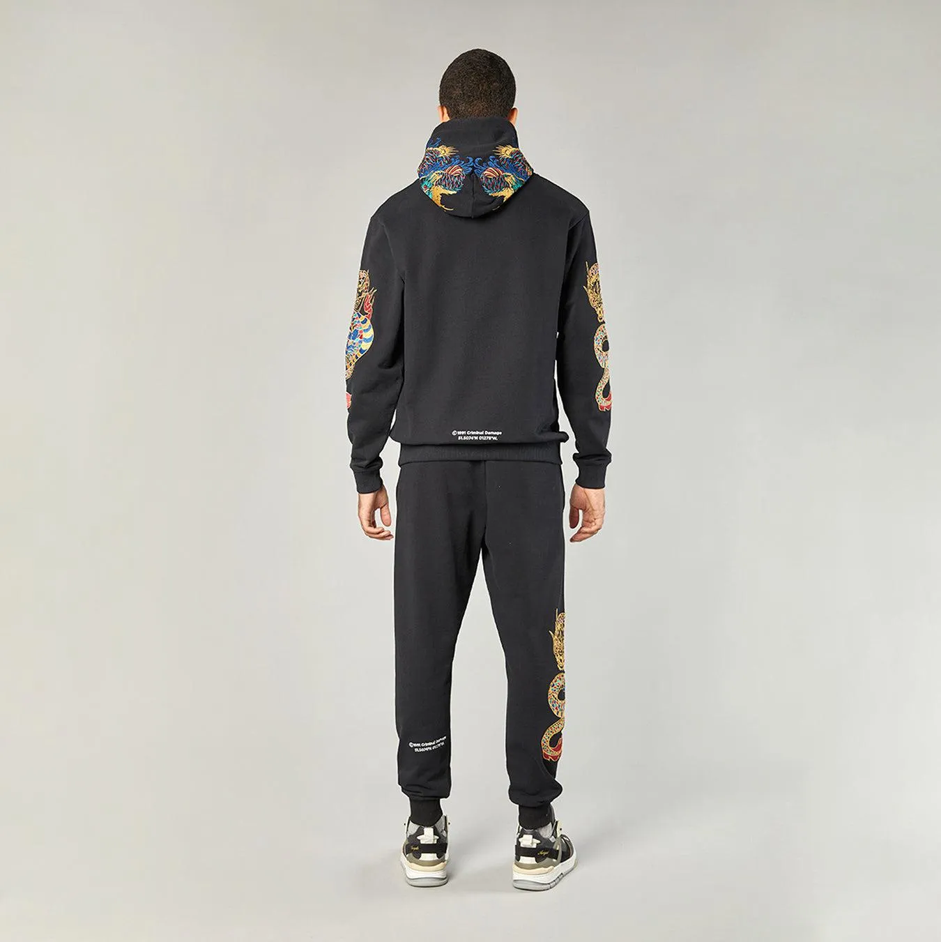 GOLD DRAGON EMBROIDERY HOODIE - BLACK