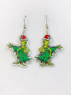 Grinch Earrings, You're A Mean One Mr. Grinch Earring, Acrylic Earrings, Christmas Gift