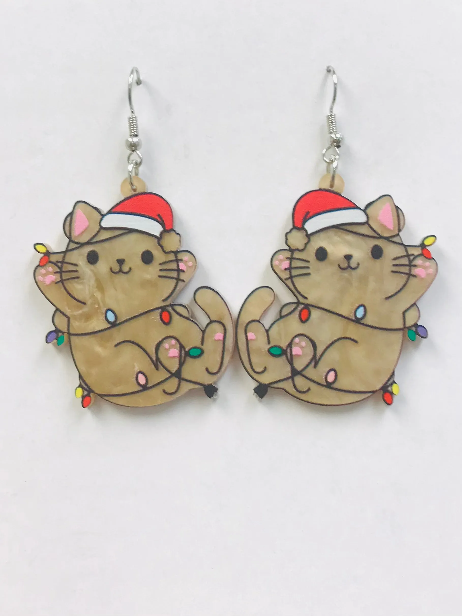 Happy Christmas  Cat  Earrings