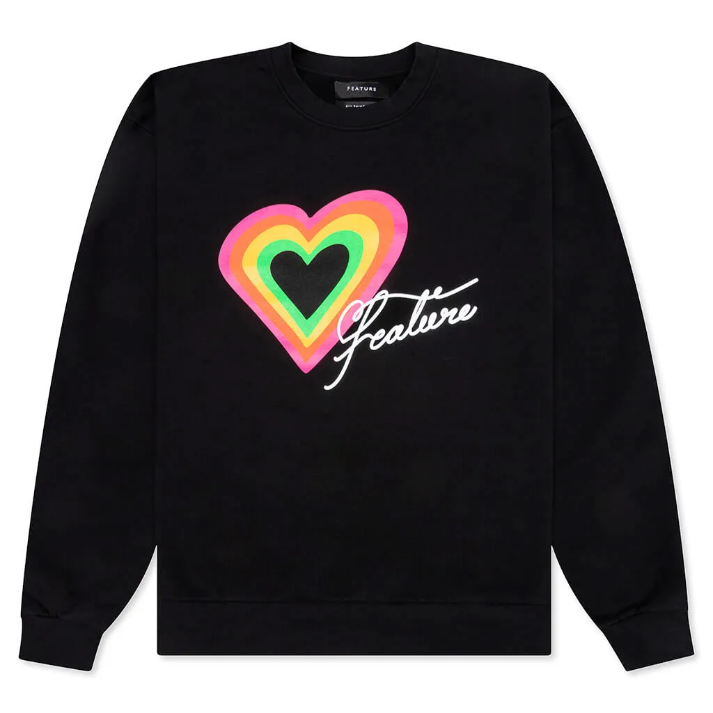 Heart Script Crewneck Sweater - Black