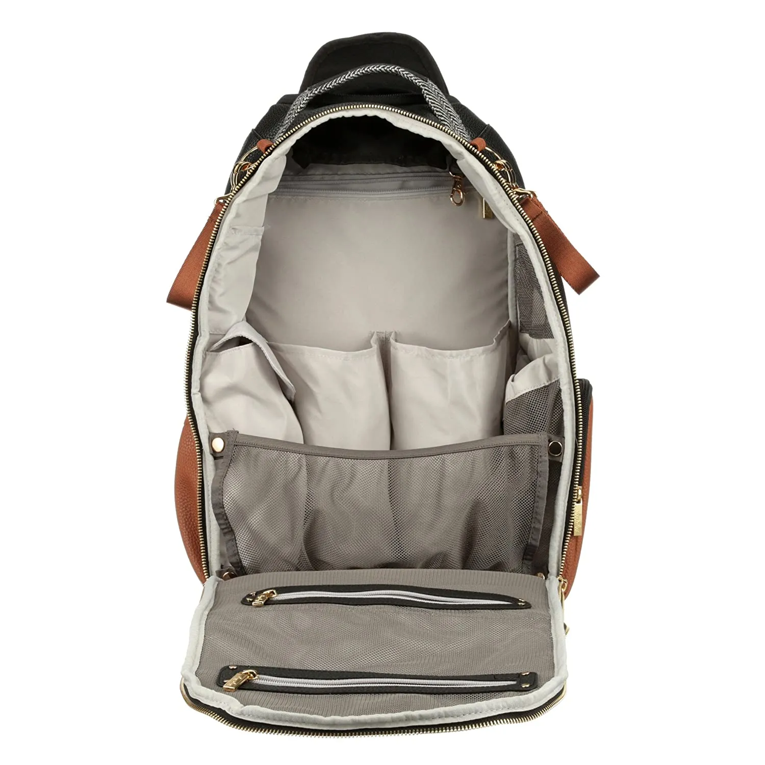 Itzy Ritzy Boss Diaper Bag Backpack Coffee & Cream FREE Latte Teether