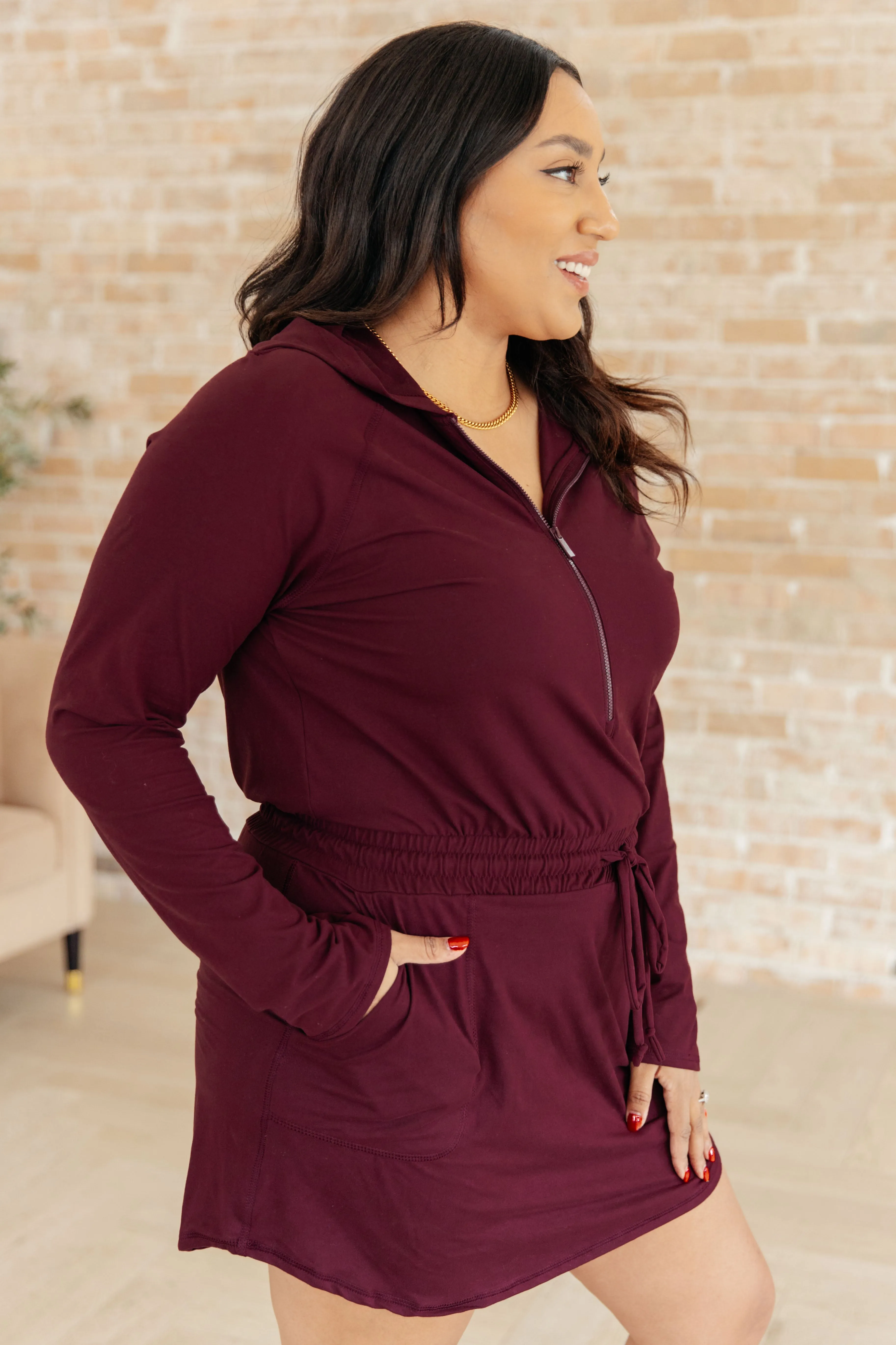 Jianna Hoodie Romper in Maroon