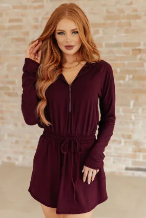 Jianna Hoodie Romper in Maroon