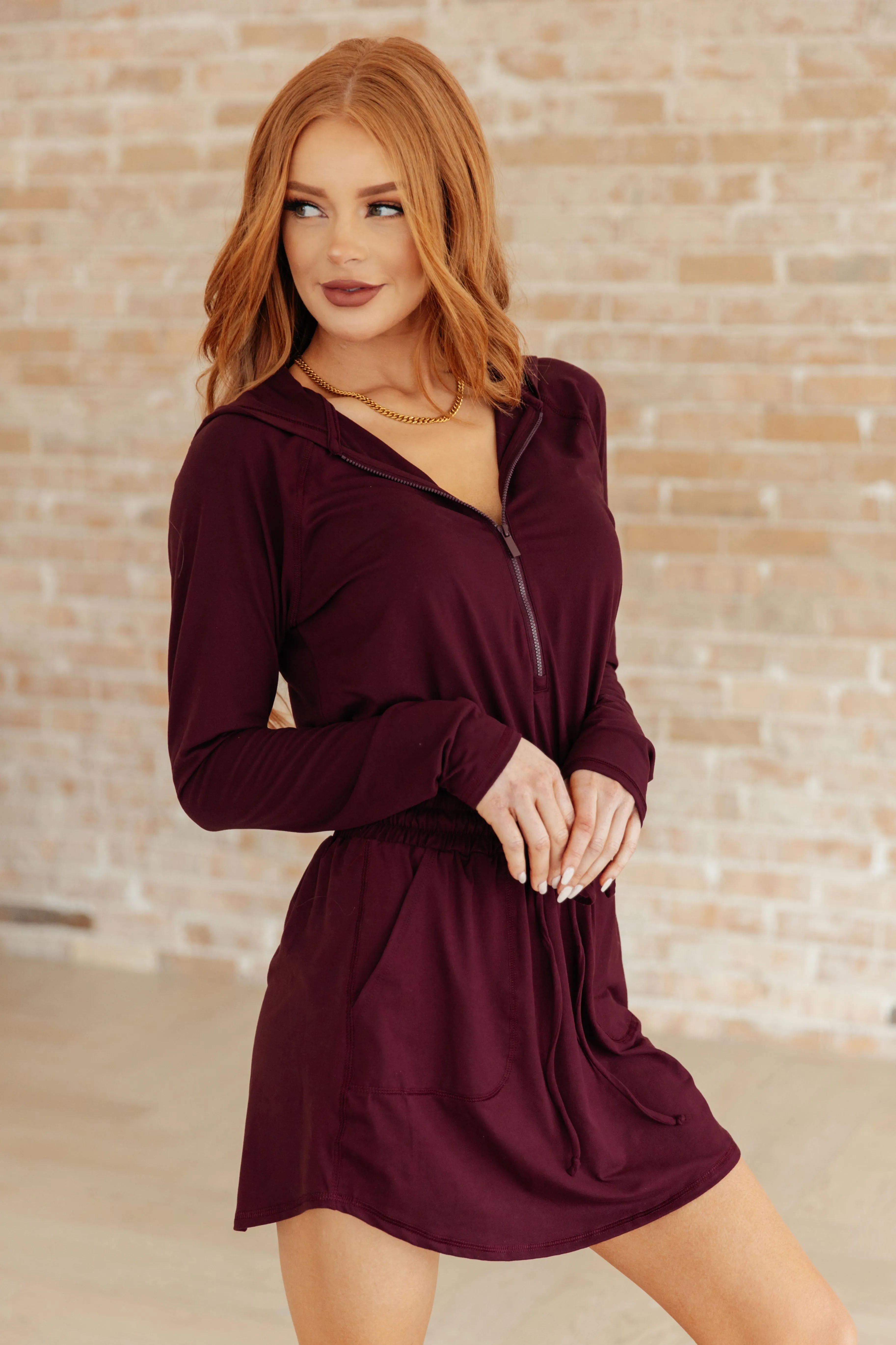 Jianna Hoodie Romper in Maroon