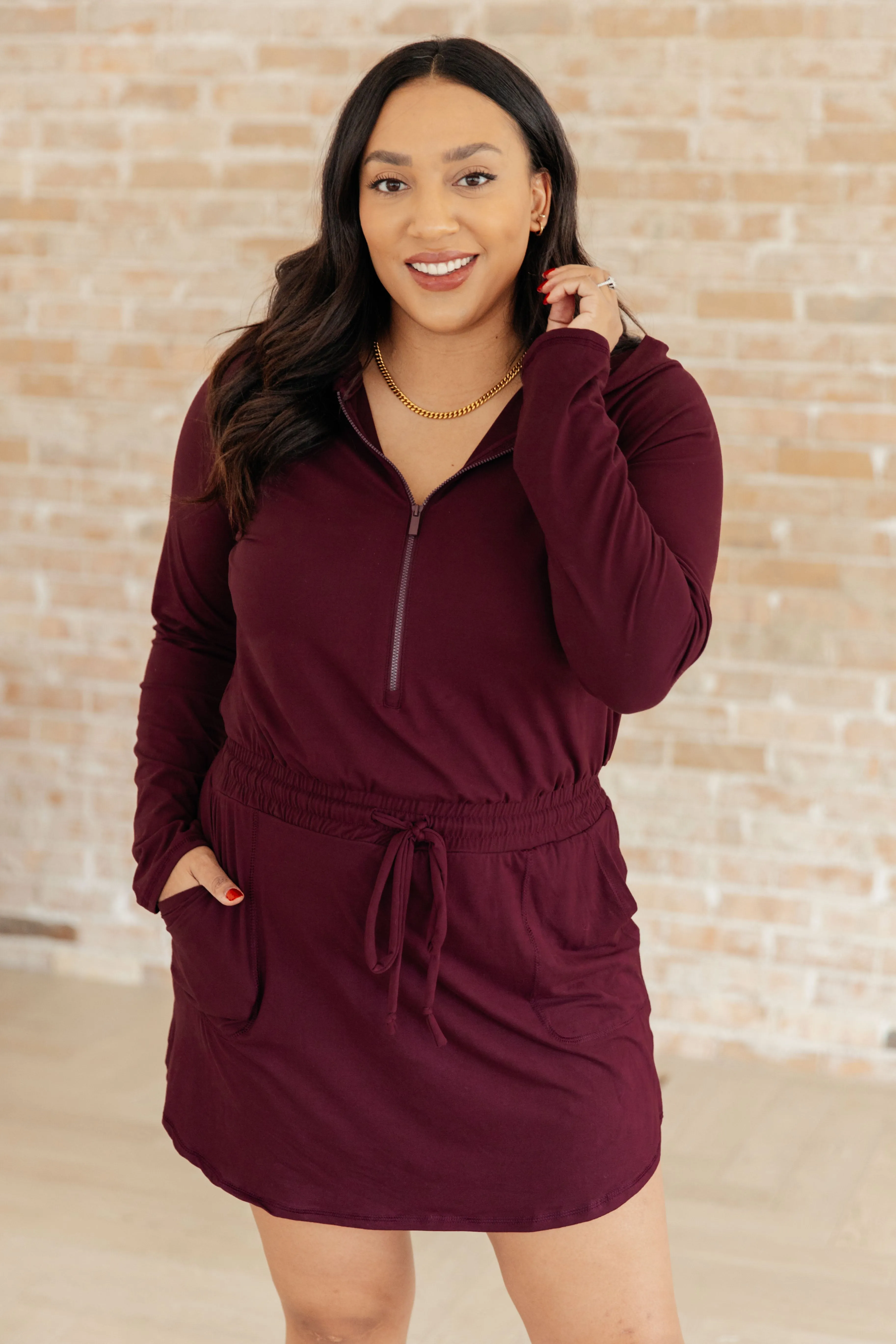 Jianna Hoodie Romper in Maroon