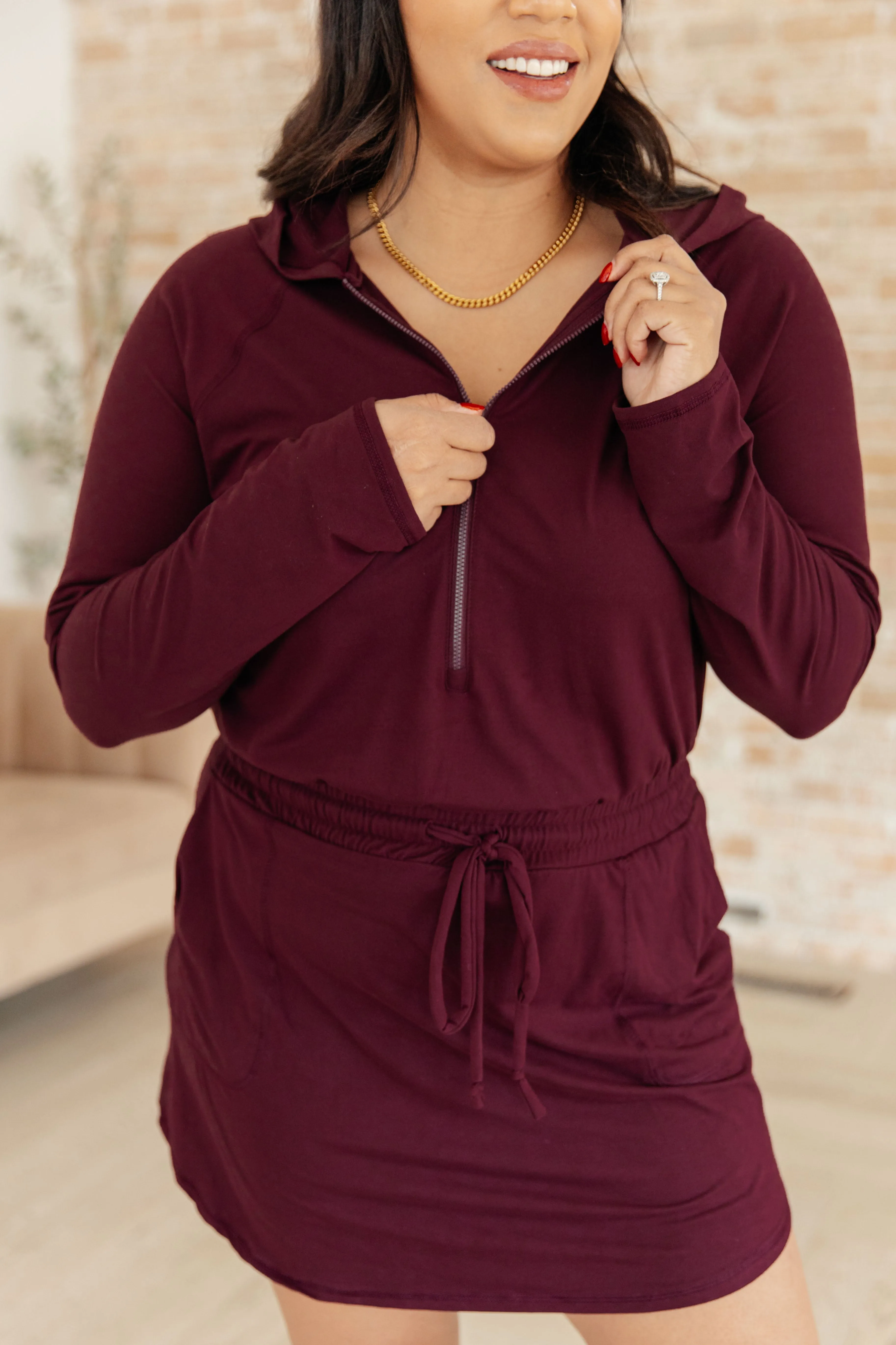 Jianna Hoodie Romper in Maroon