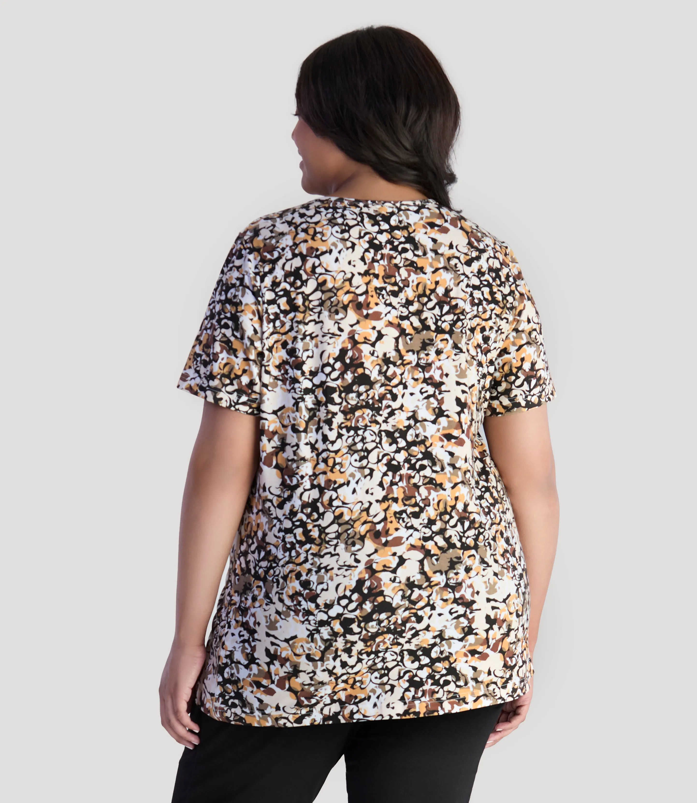 Junonia Short Sleeve V-Neck Top Natural Melange