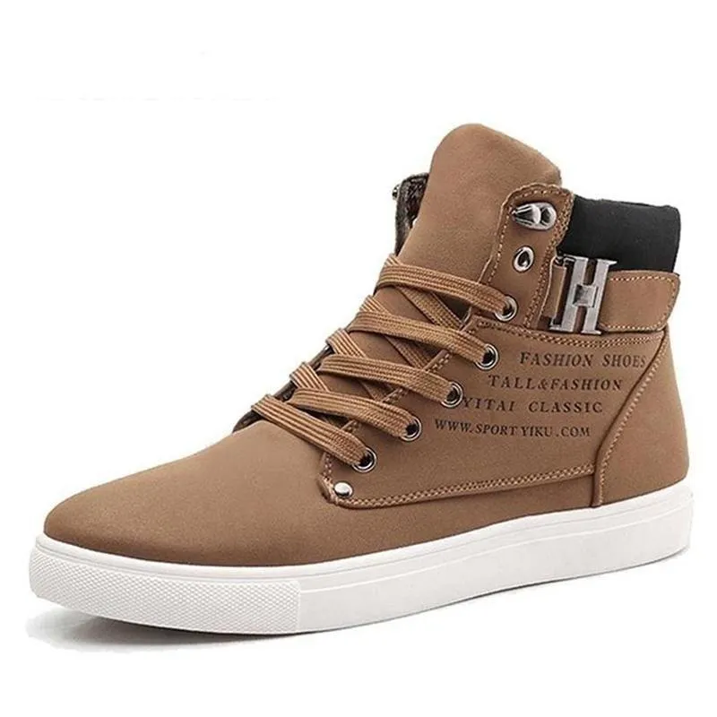 Lace-Up Casual Ankle Men's Vintage Wedge Boots for Winter and Autumn