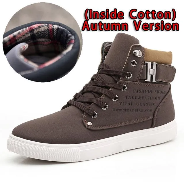 Lace-Up Casual Ankle Men's Vintage Wedge Boots for Winter and Autumn