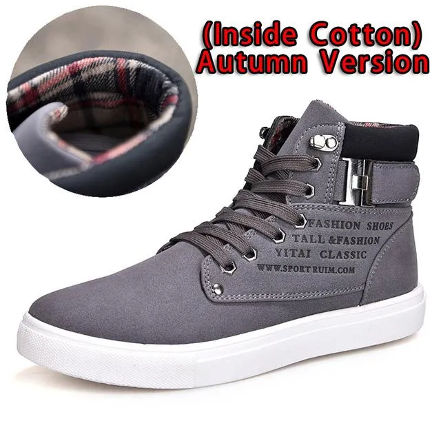 Lace-Up Casual Ankle Men's Vintage Wedge Boots for Winter and Autumn