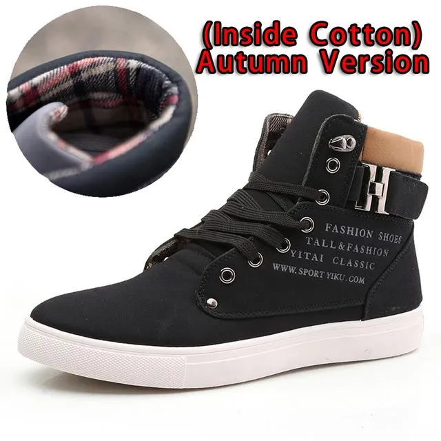 Lace-Up Casual Ankle Men's Vintage Wedge Boots for Winter and Autumn