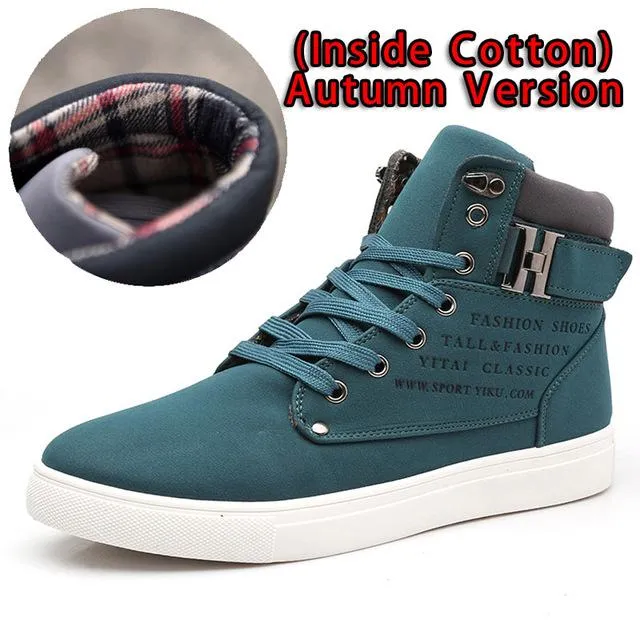 Lace-Up Casual Ankle Men's Vintage Wedge Boots for Winter and Autumn