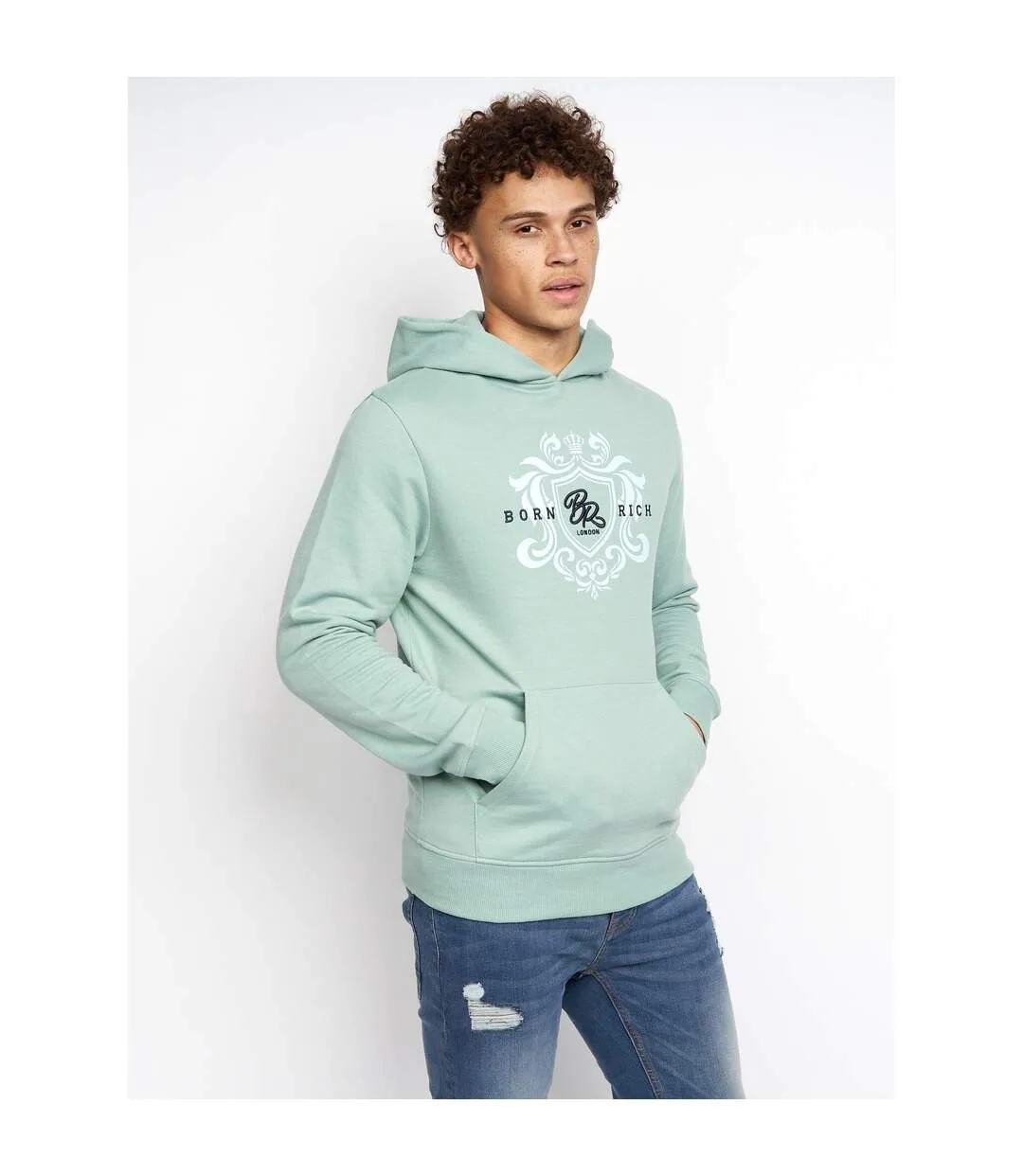 Mens jairo hoodie blue surf Born Rich