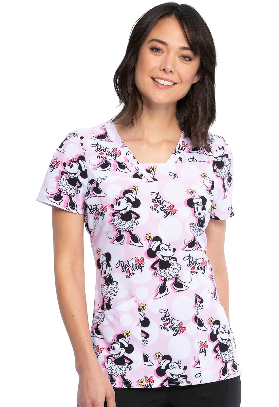 Minnie Mouse V-Neck Top in Polka Dot Day