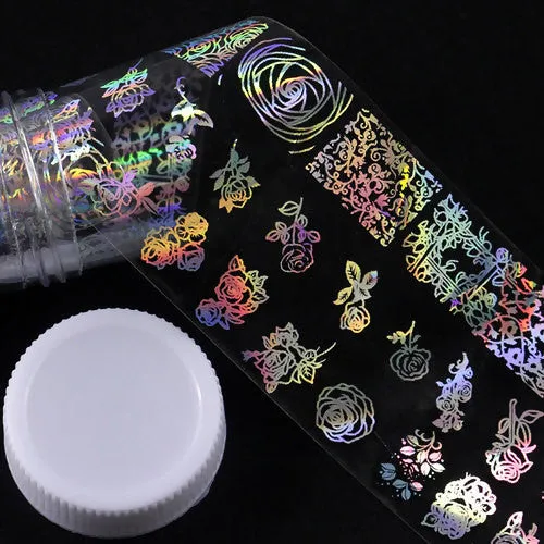 Nail Art Transfer Foils, Holographic, Assorted, Floral Prints