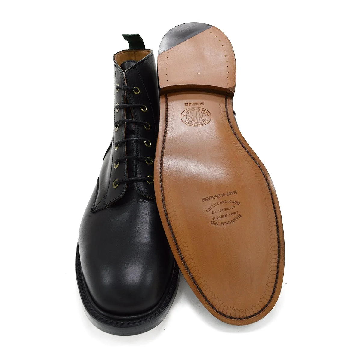 NPS GLADSTONE Plain Derby Boots - Black with Double Leather Sole