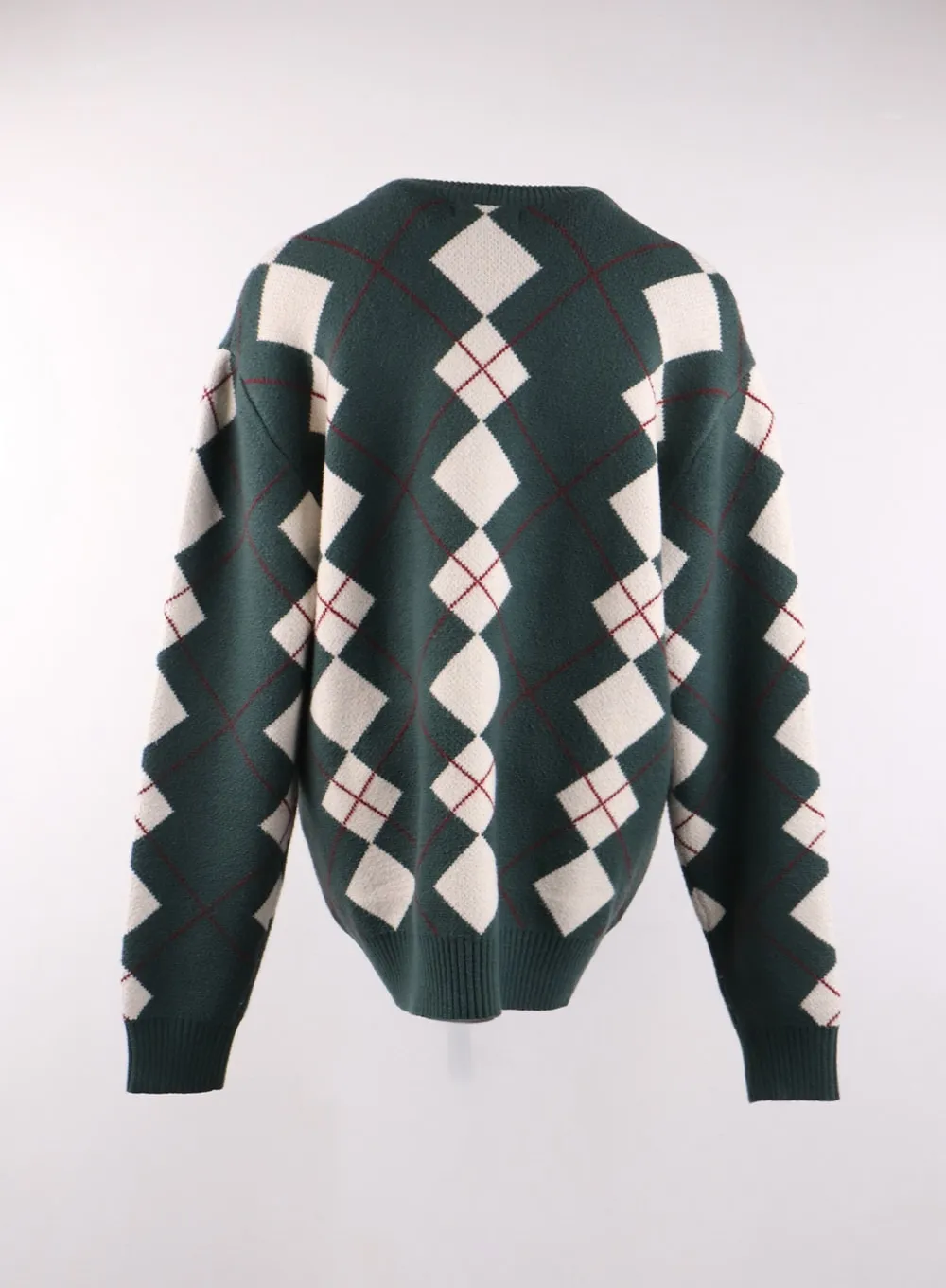 Oversized Argyle Knit Sweater OF405