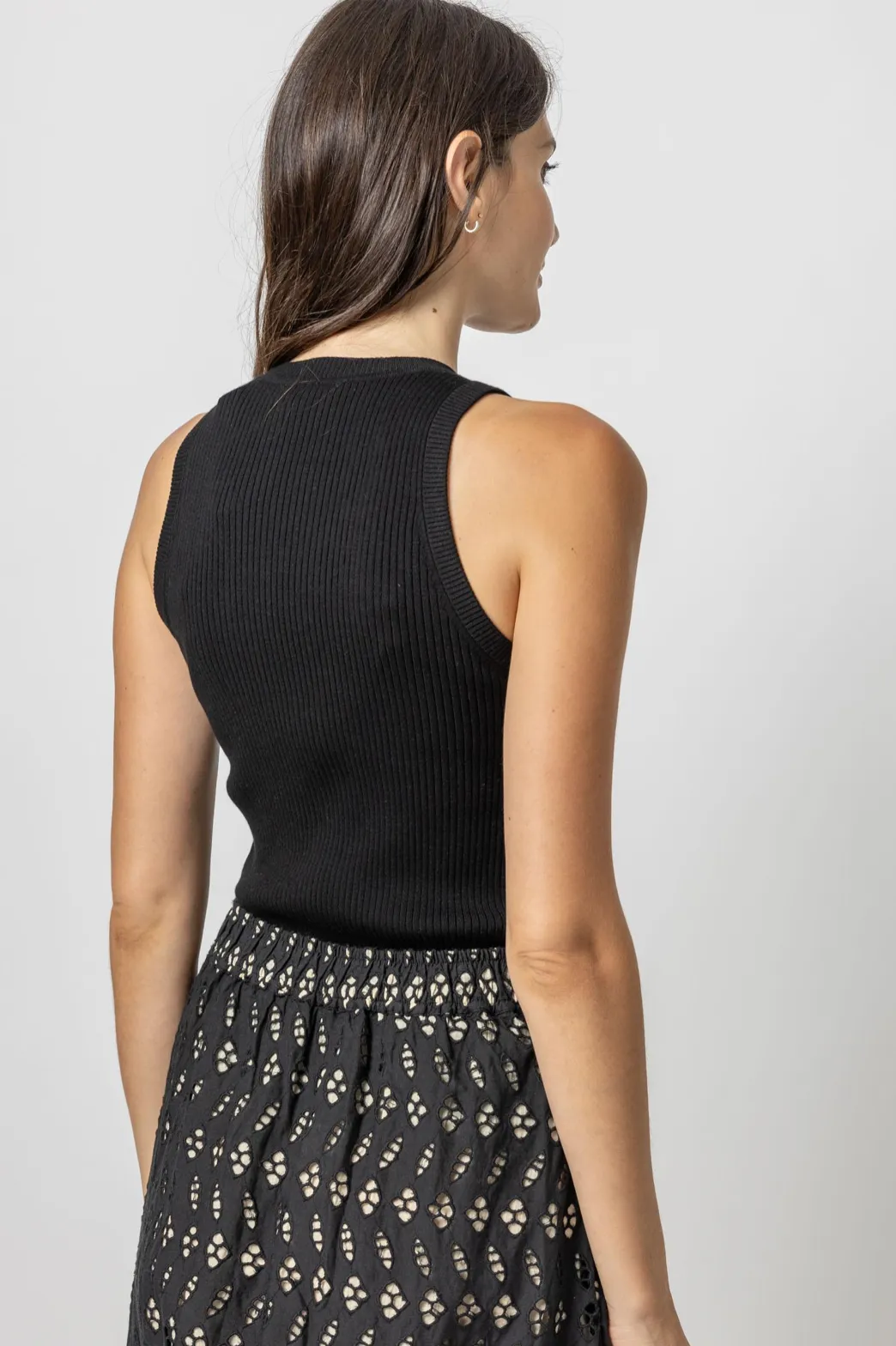 Perfect Rib Tank Sweater- Black