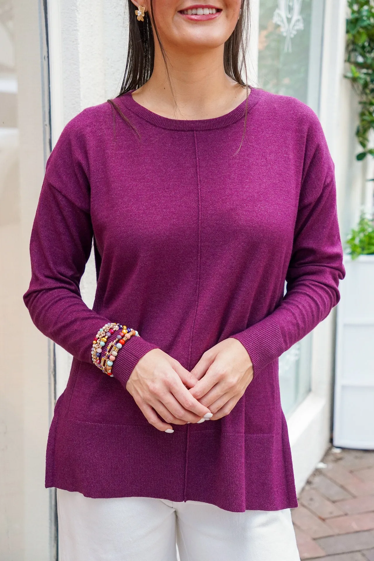 Perfectly Cozy Sweater In Burgundy