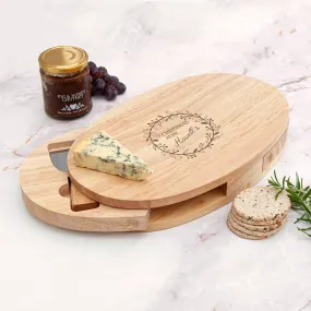 Personalised Christmas Wreath Oval Cheese Board Set