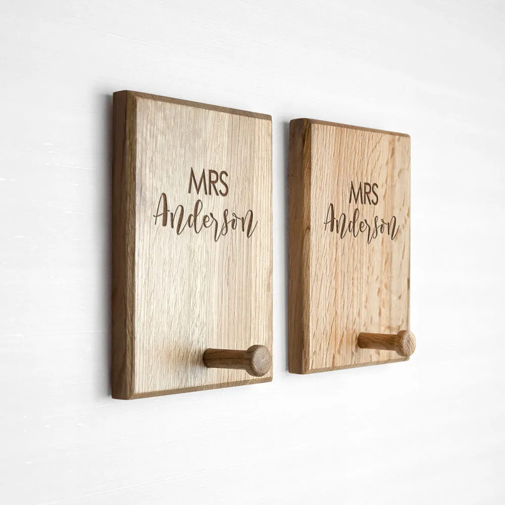 Personalised Contemporary Couples Peg Hook