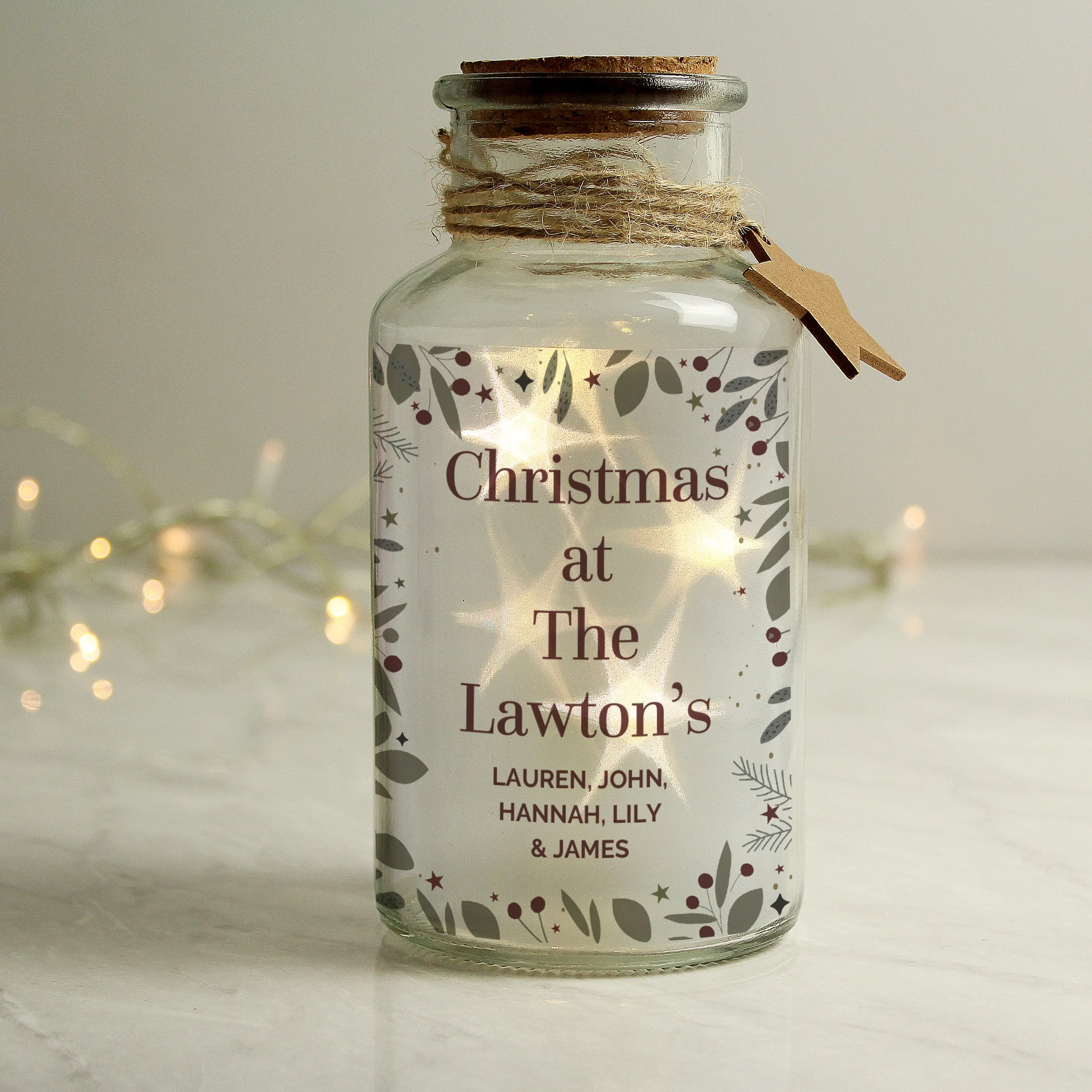 Personalised Festive Christmas LED Glass Jar