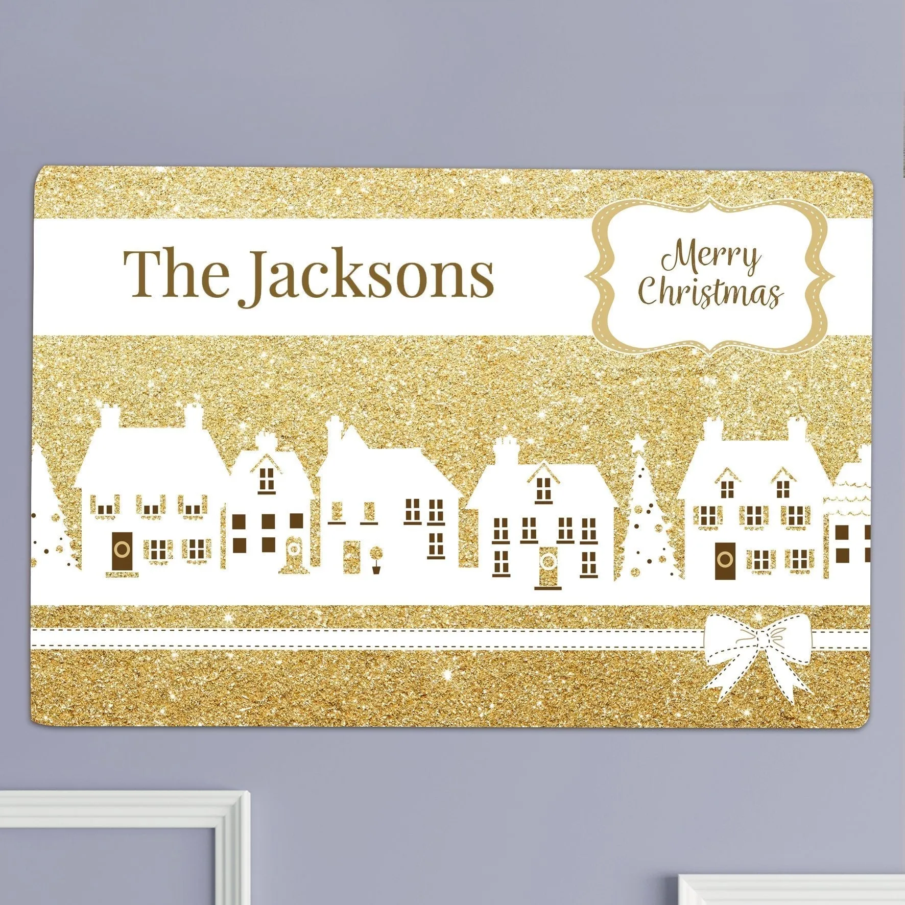 Personalised Festive Village Metal Sign