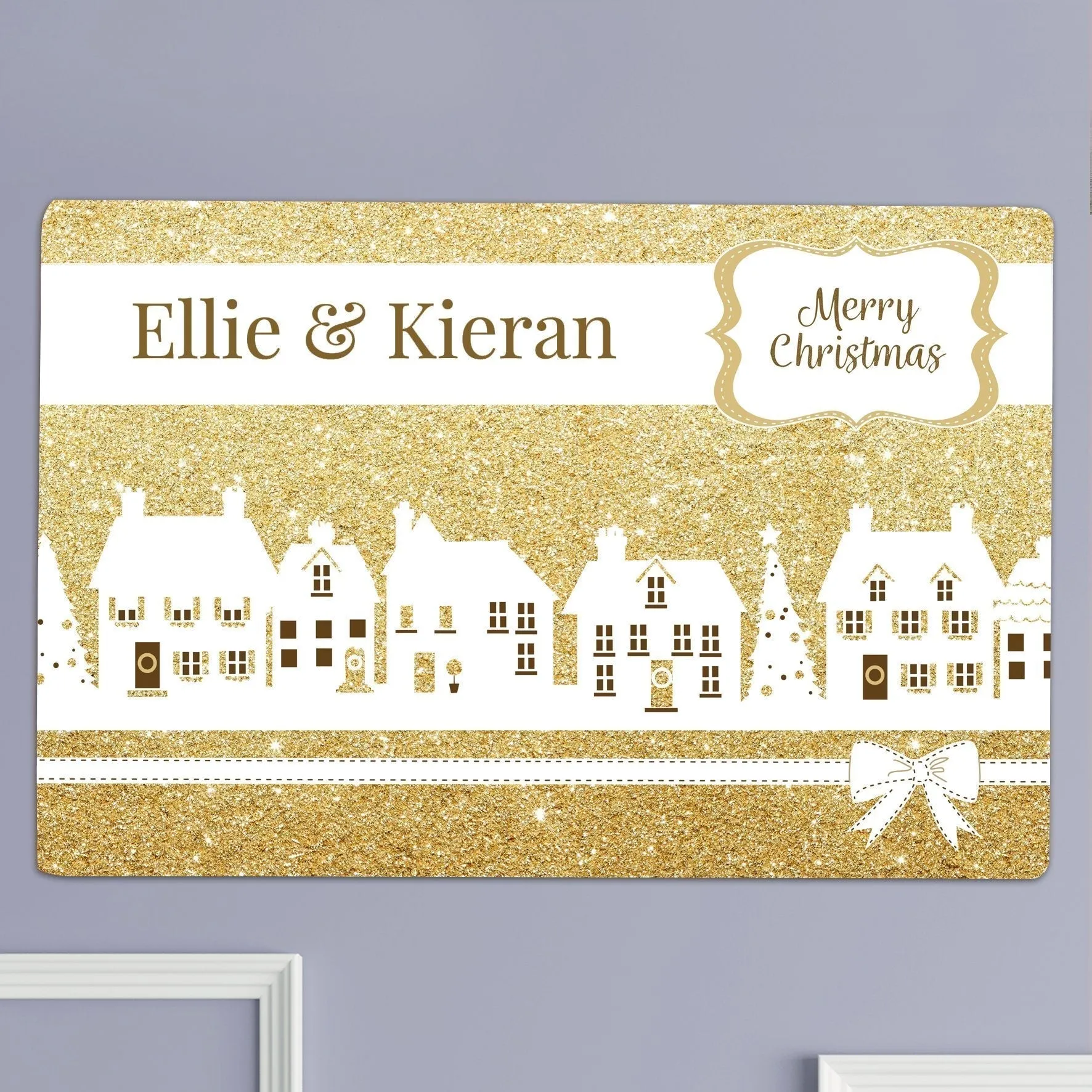 Personalised Festive Village Metal Sign