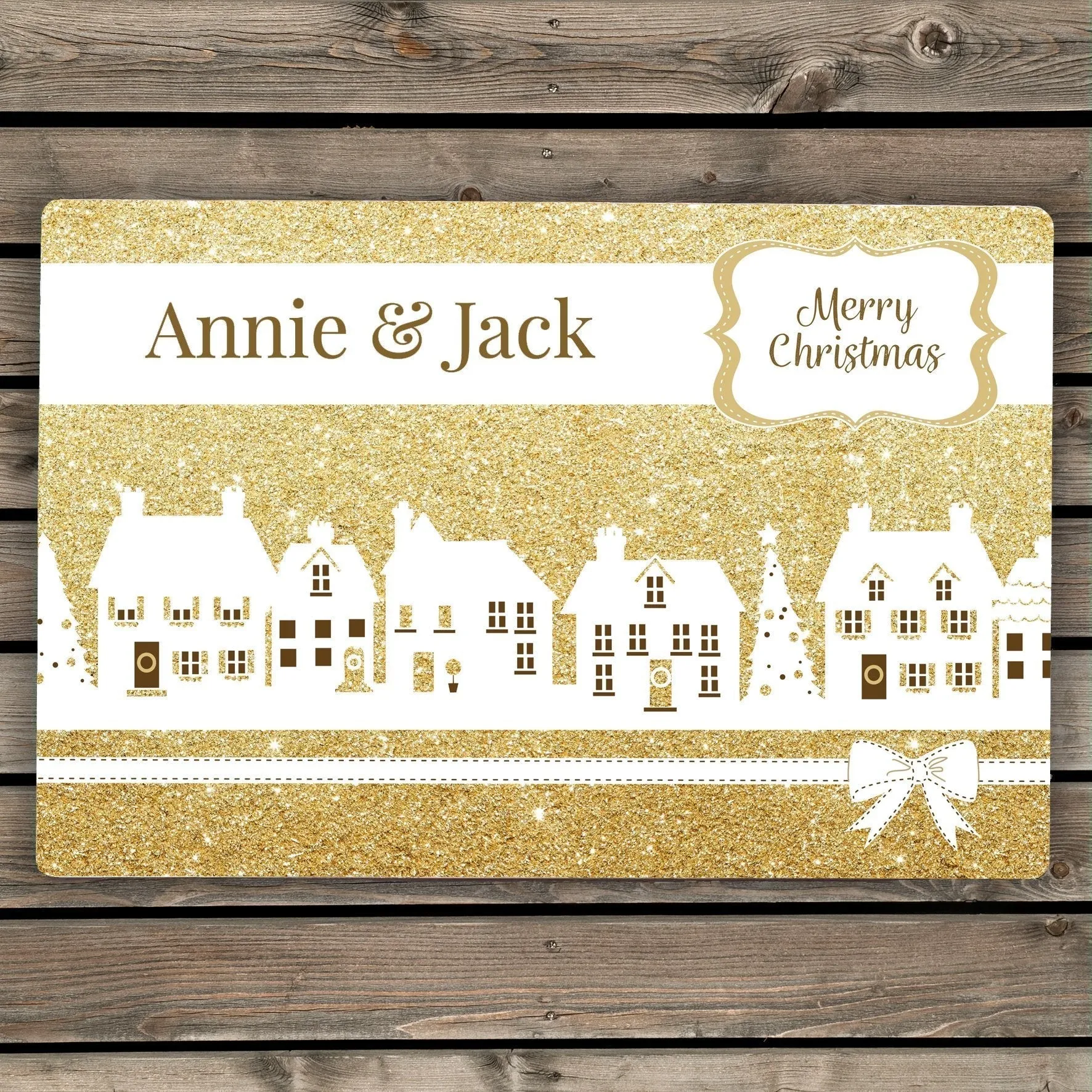 Personalised Festive Village Metal Sign