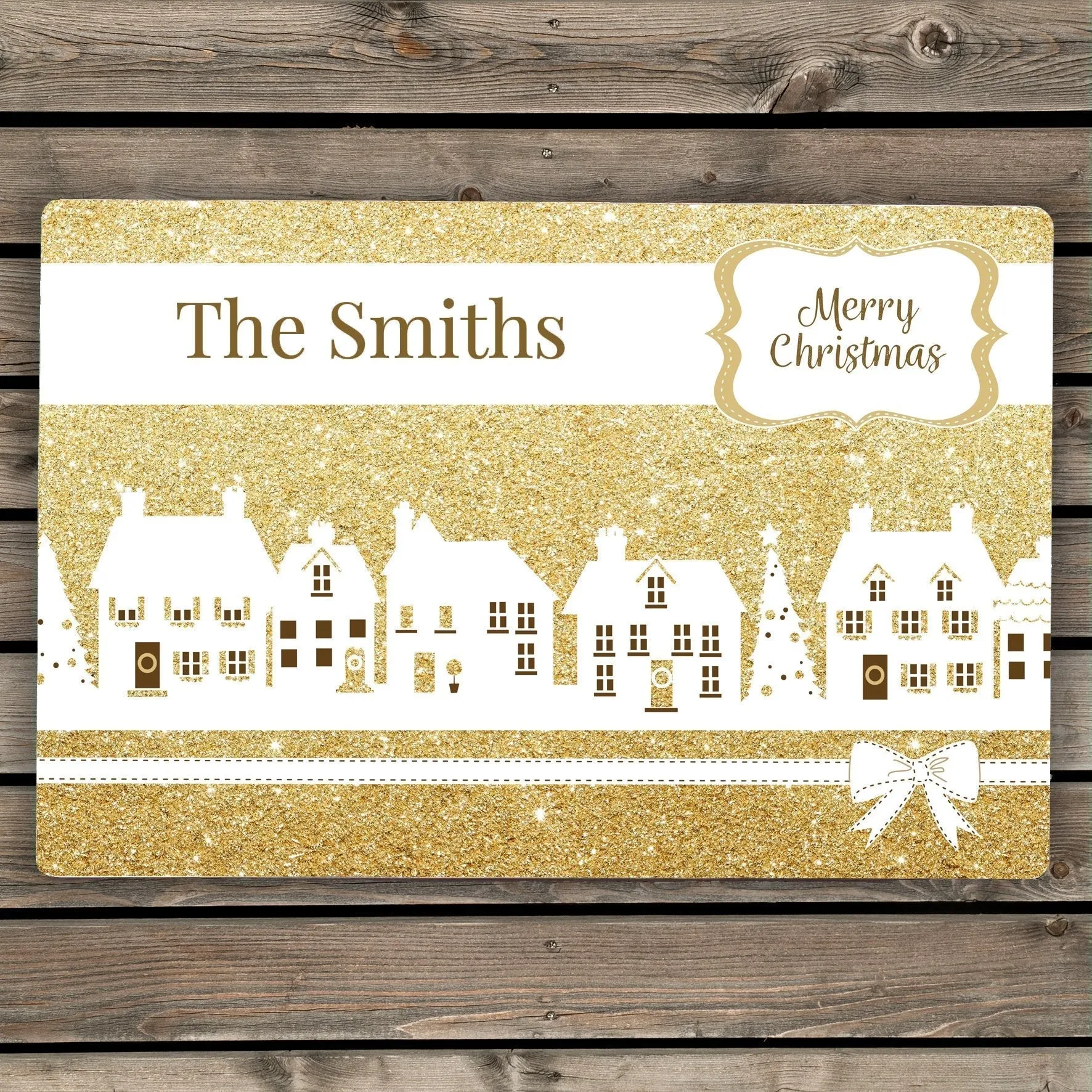 Personalised Festive Village Metal Sign