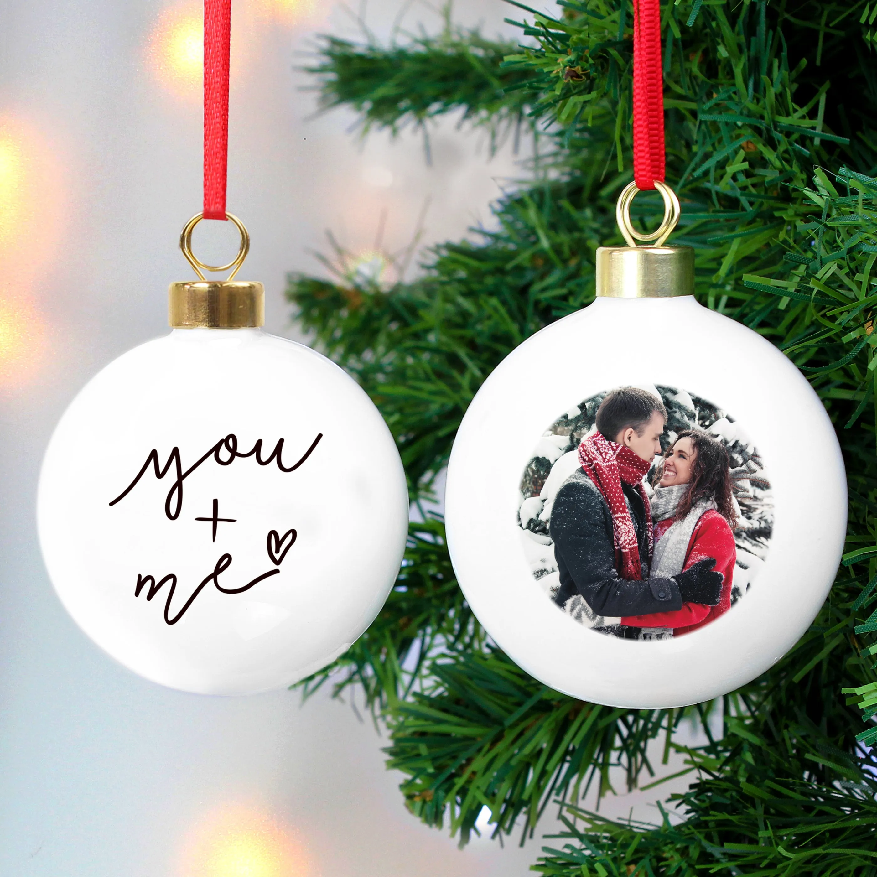 Personalised Me & You Photo Upload Bauble