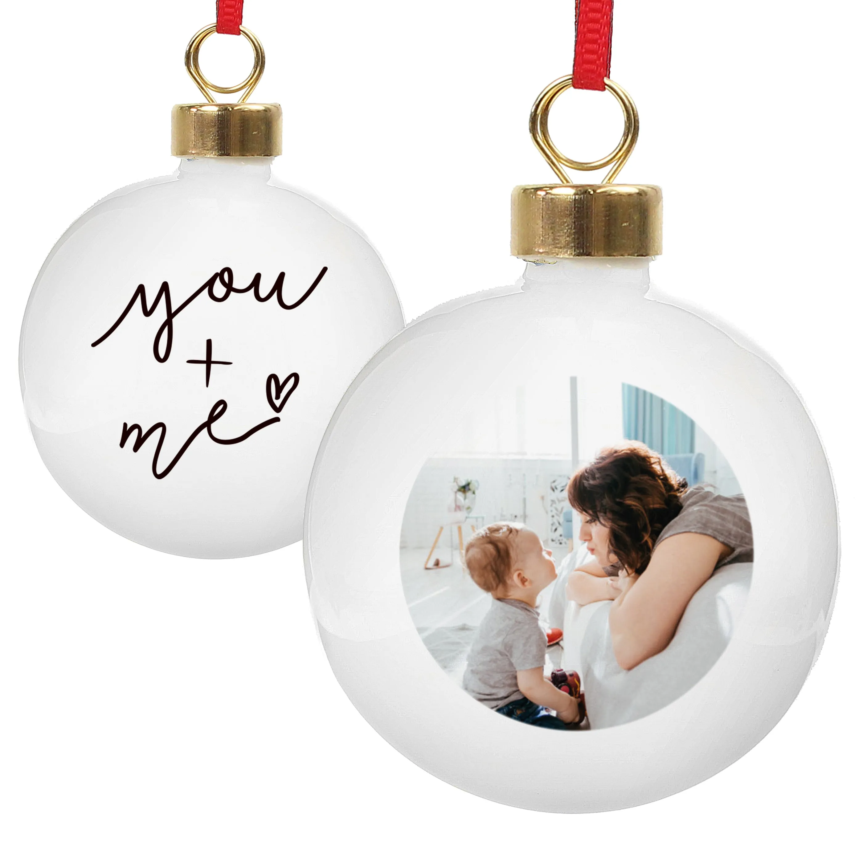 Personalised Me & You Photo Upload Bauble